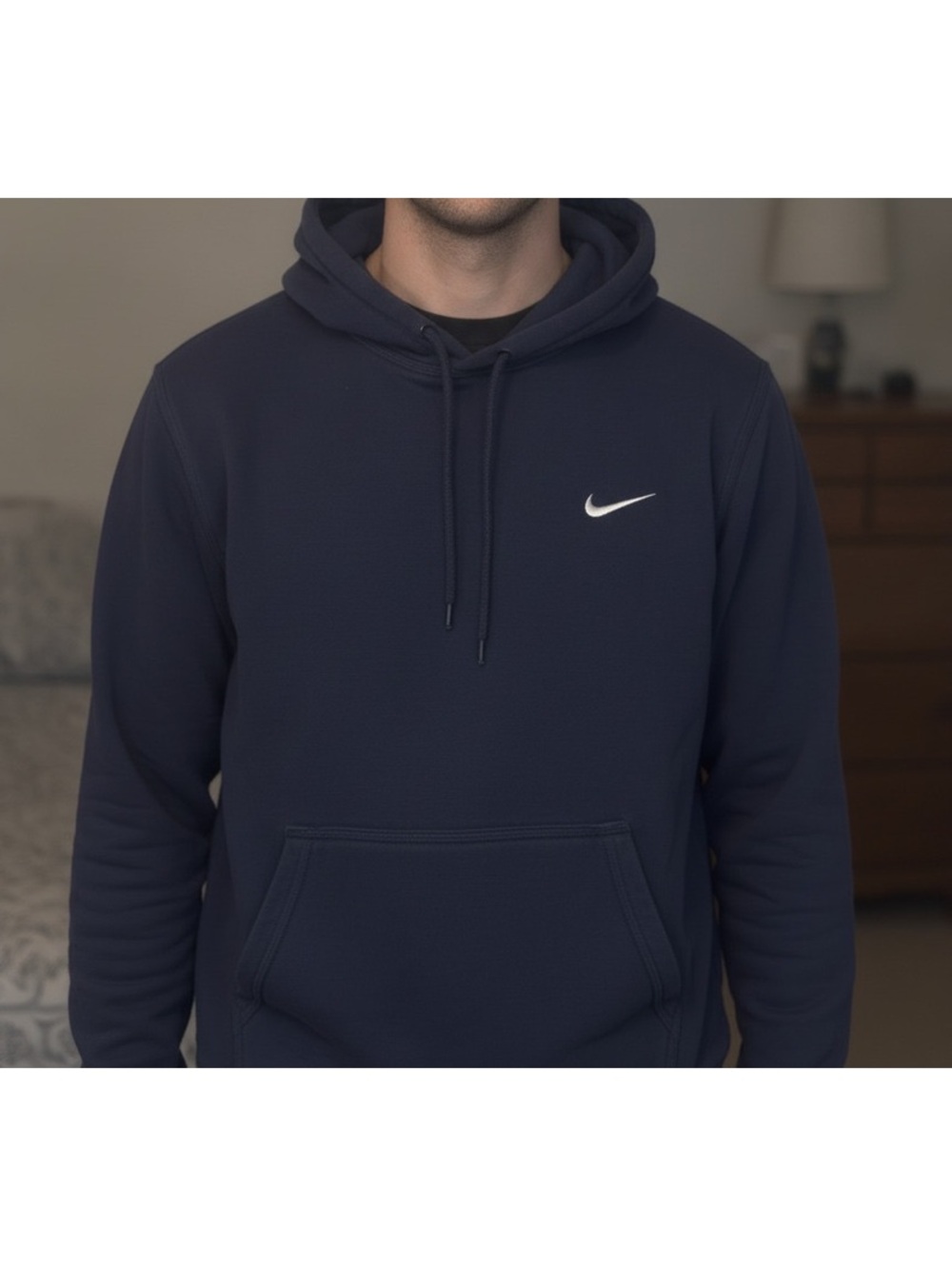 Nike Men's Hoodie Pullover Logo Navy Blue Large